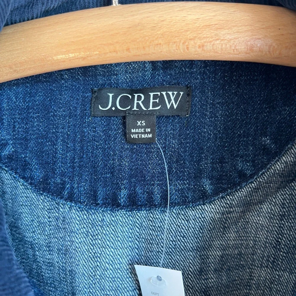 J.Crew Denim Barn Jacket XS Blue Corduroy Collar Chore Coat Oversized NEW NWT